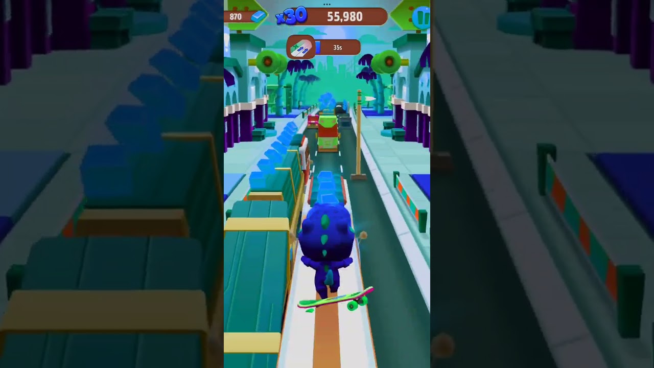 Talking Tom Gold Run Dino Ginger Use Skateboard Power To Catch Raccoon Boss & Smash All Dare 