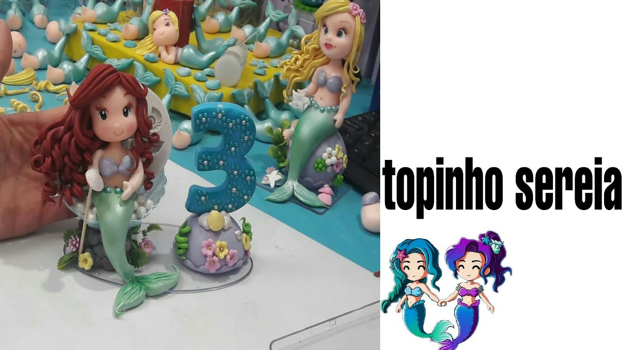 DIY-PEQUENA SEREIA TOPO DE BOLO DE BISCUIT  (FABY ARTE EM BISCUIT)