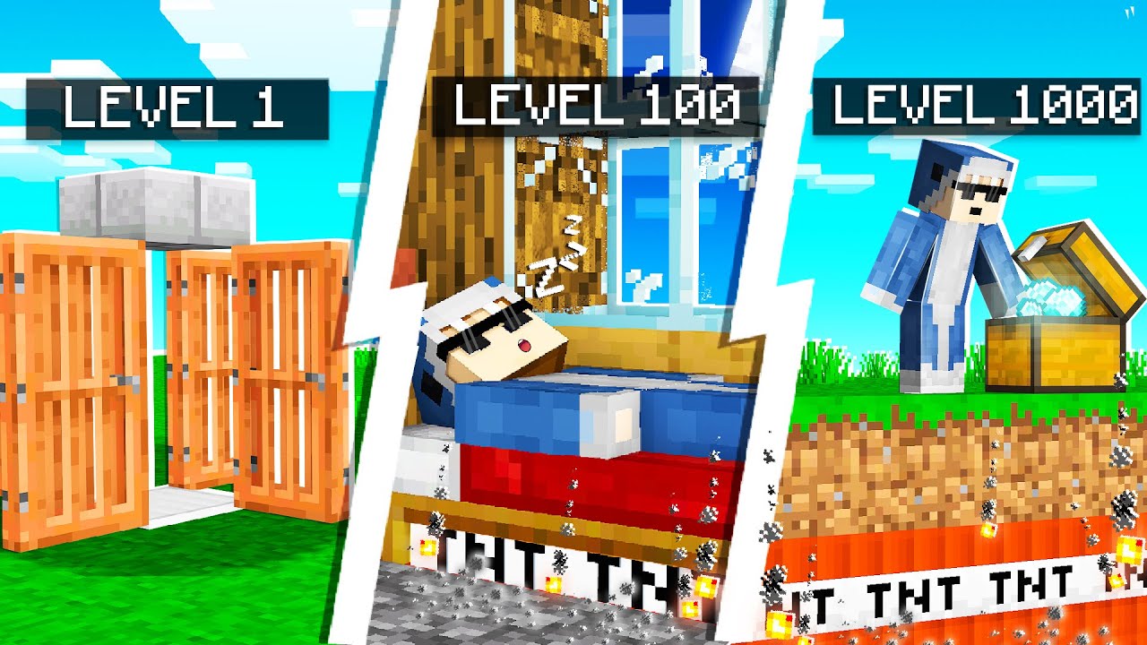 Minecraft Traps From Level 1 To Level 1000 - YouTube