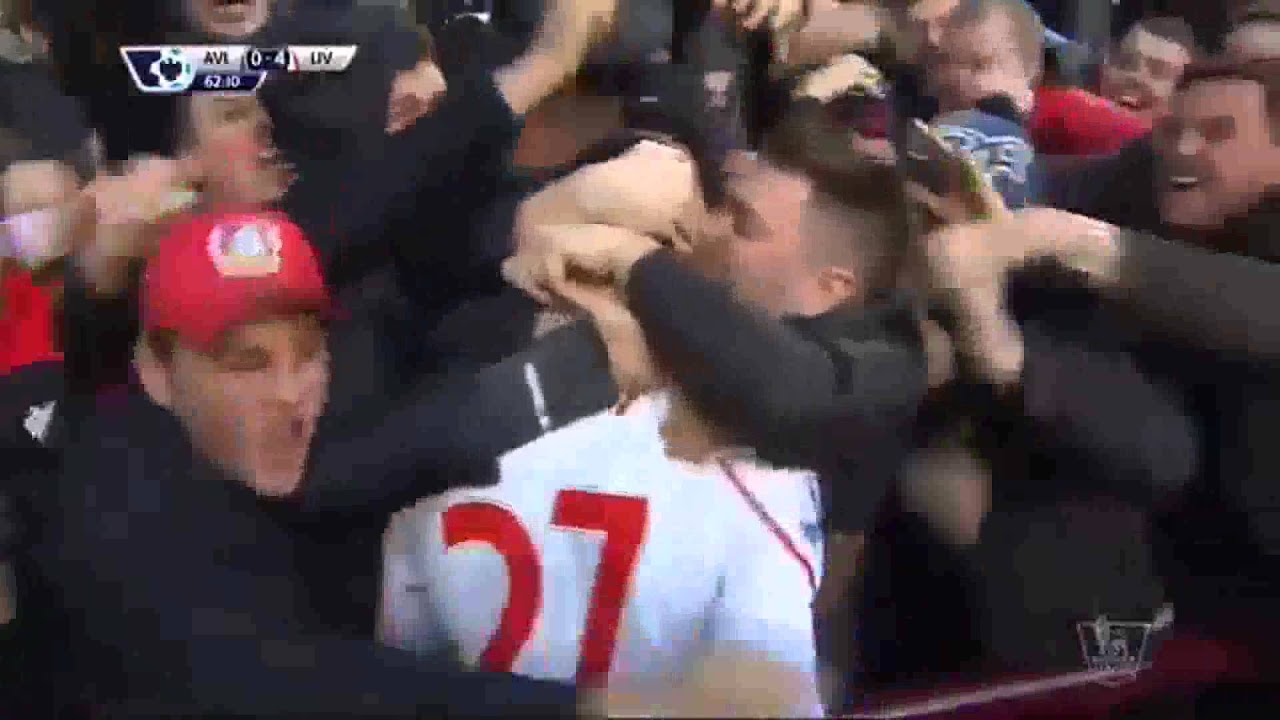 Origi kissed by fan ASTON VILLA VS LIVERPOOL 0-6