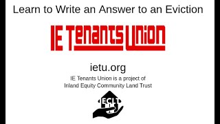 Learn to Write an Answer to an Eviction
