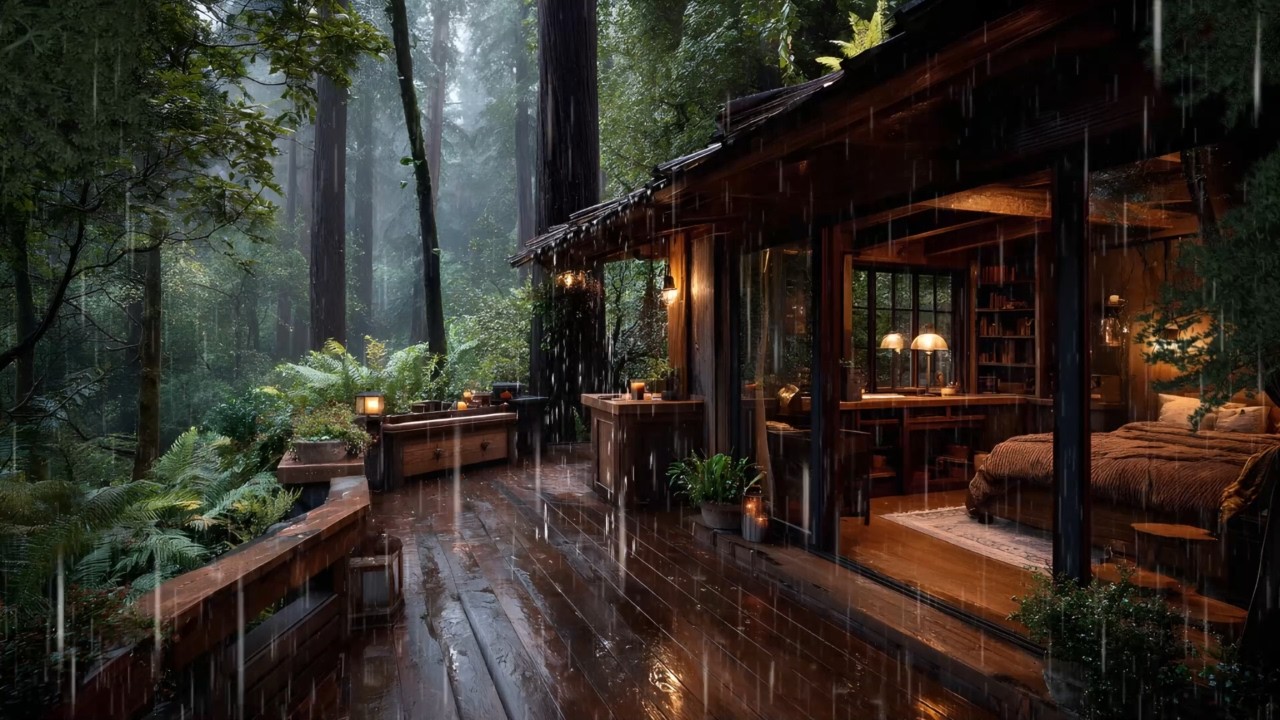 Cozy Rain in a Forest Cabin 🌧 | Relaxing Rain Sounds for Deep Sleep & Stress Relief