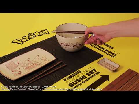 Pokemon - Pikachu Ramen Bowl with Chopsticks - Video
