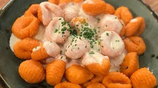 Ñoquis de calabaza con salsa 4 quesos - Morfi