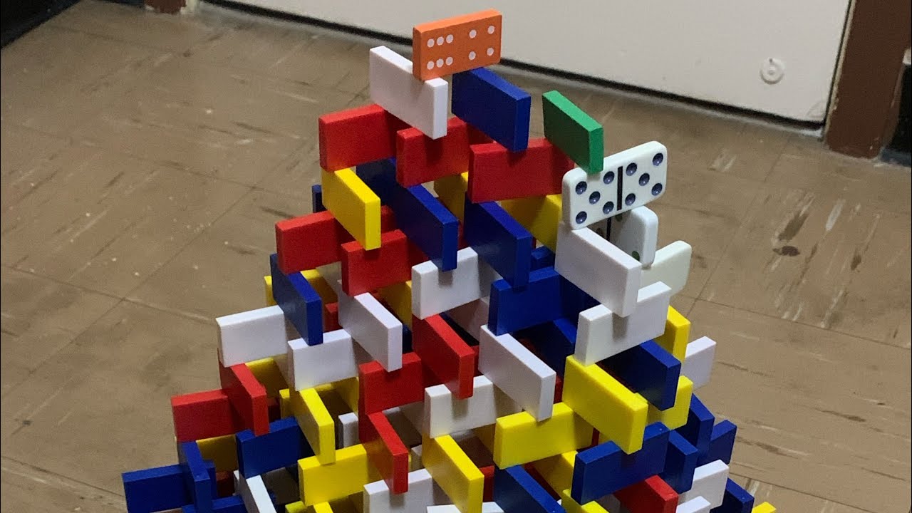 Big Colourful Satisfying Domino Pyramid Setup. - YouTube