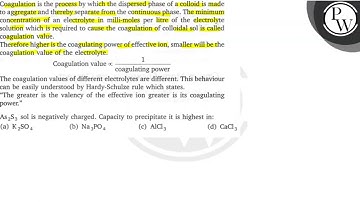 Coagulation is the process by which the dispersed phase of a colloid is made to aggregate and th...