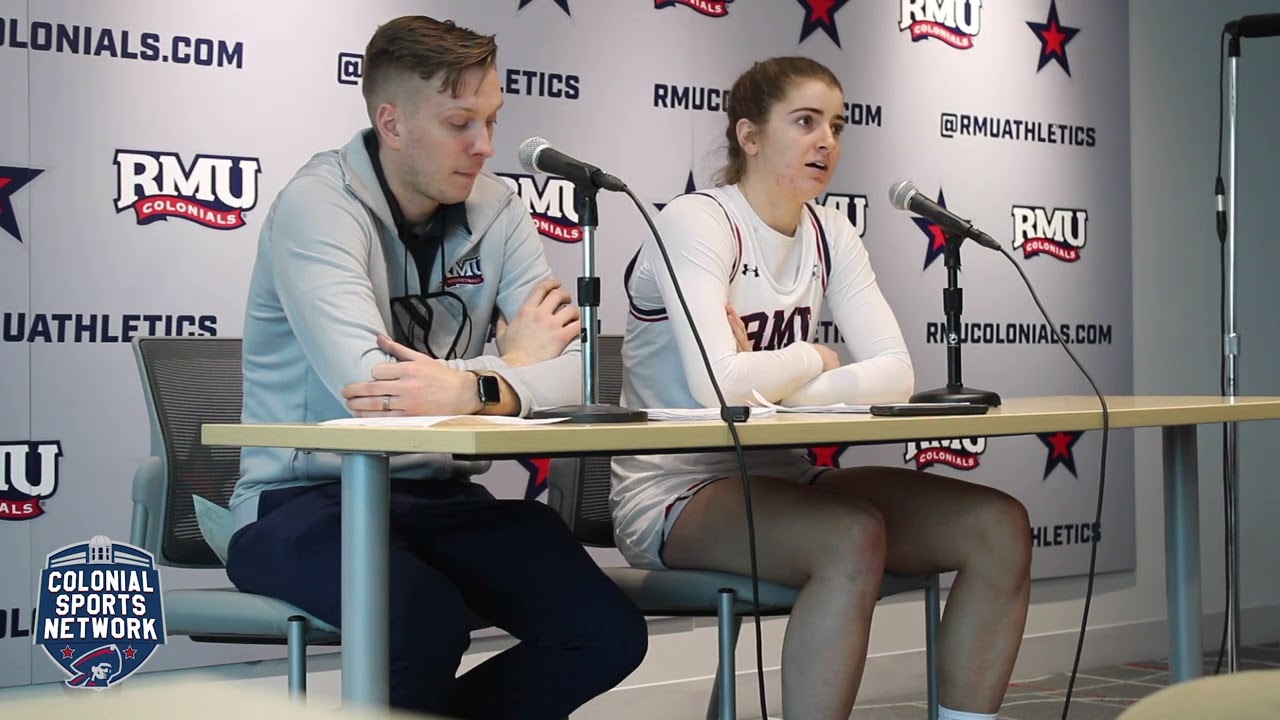 CSN Postgame: Scott Schneider and Ashya Klopfenstein speak after RMU's 68-56 win over Detroit Mercy