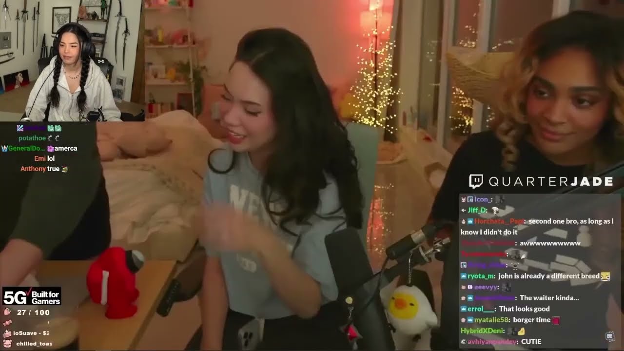 Valkyrae Reacts to OTV & Friends Babysitting children in among us VR