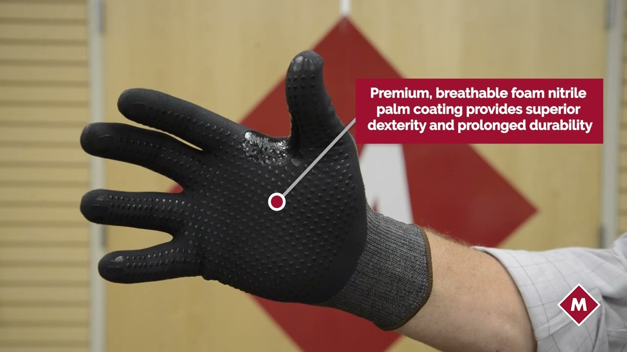 Cut-Less Korplex Glove with Nitrile Dotted Palm, ANSI A4