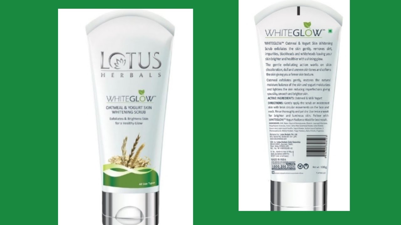 Lotus herbals whiteglow oatmeal &yogurt skin whitening scrub for anti