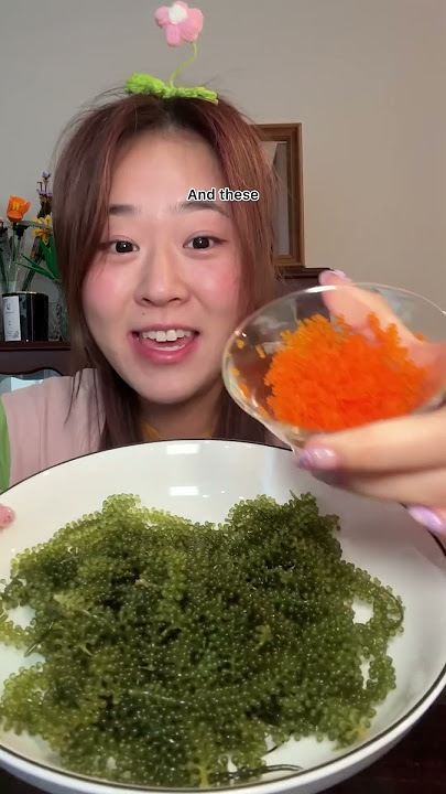 My fav snack #flyingfishroe #tobiko #seagrapes #crunchyasmr
