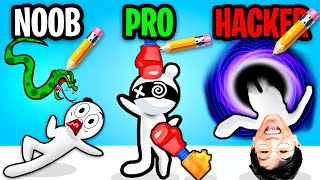 LANKYBOX Playing DRAW HERO 3D!? (NOOB vs PRO vs HACKER *ALL LEVELS!*) screenshot 4