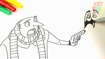 How To Draw and Coloring Mininons | Despicable me 3 | Minions Coloring 10 -1 | KIDEO TV