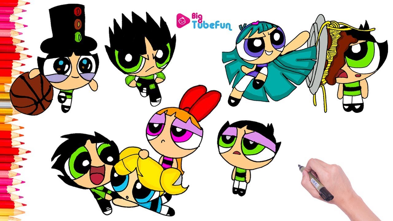 Coloring Powerpuff Girls Rowdyruff Boys (Las Chicas Superpoderosas)Blossom Bubbles Buttercup