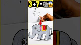 3 + 7 = Elephant 😱 | Numbers Se Hathi Drawing Trick #shorts #easydrawing #easydrawing #explore