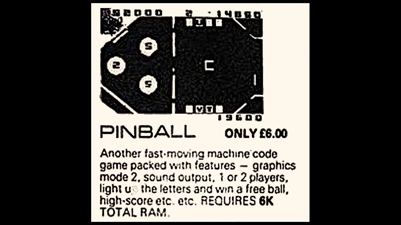 Pinball (Acorn Atom.UK.1980..Dev. Bug Byte. Pub. Bug Byte) YouTube
