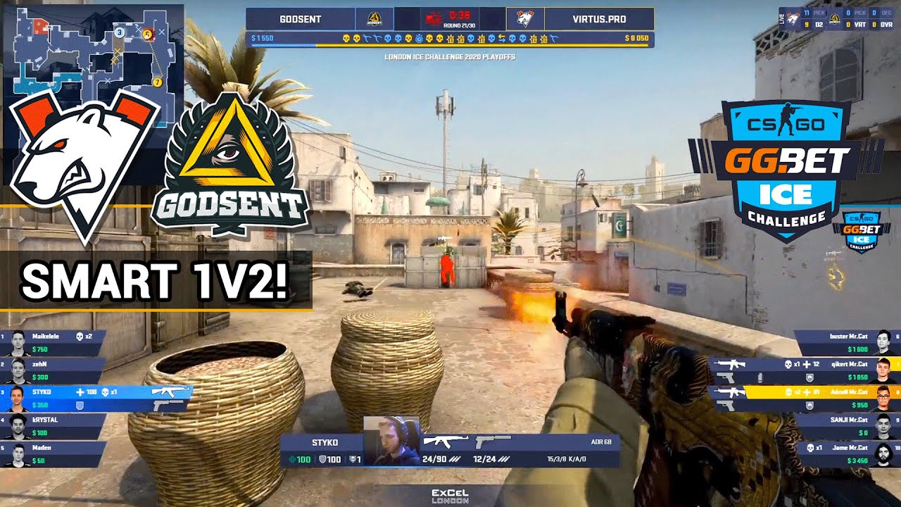 Styko clever AWP usage - Virtus.pro vs GODSENT | (CS:GO Highlights Pro) | ICE Challenge 2020
