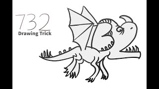 732 Number Drawing Trick | How to draw Dragon From Number 732 screenshot 3