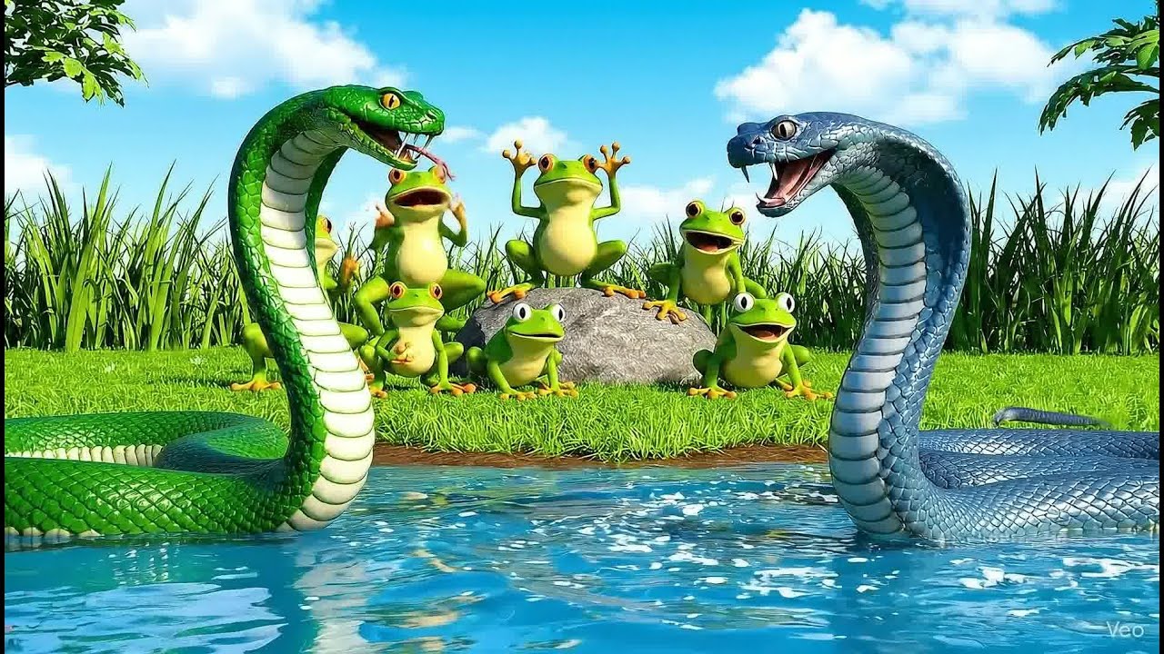 “The Viper and the Frogs – A 3D Animated Moral Story for Kids | Nursery Rhyme Song of Kindness”
