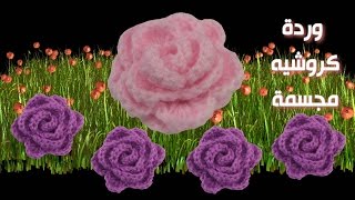 كروشية : طريقة سهلة لعمل وردة جميلة مجسمة Crochet Flower