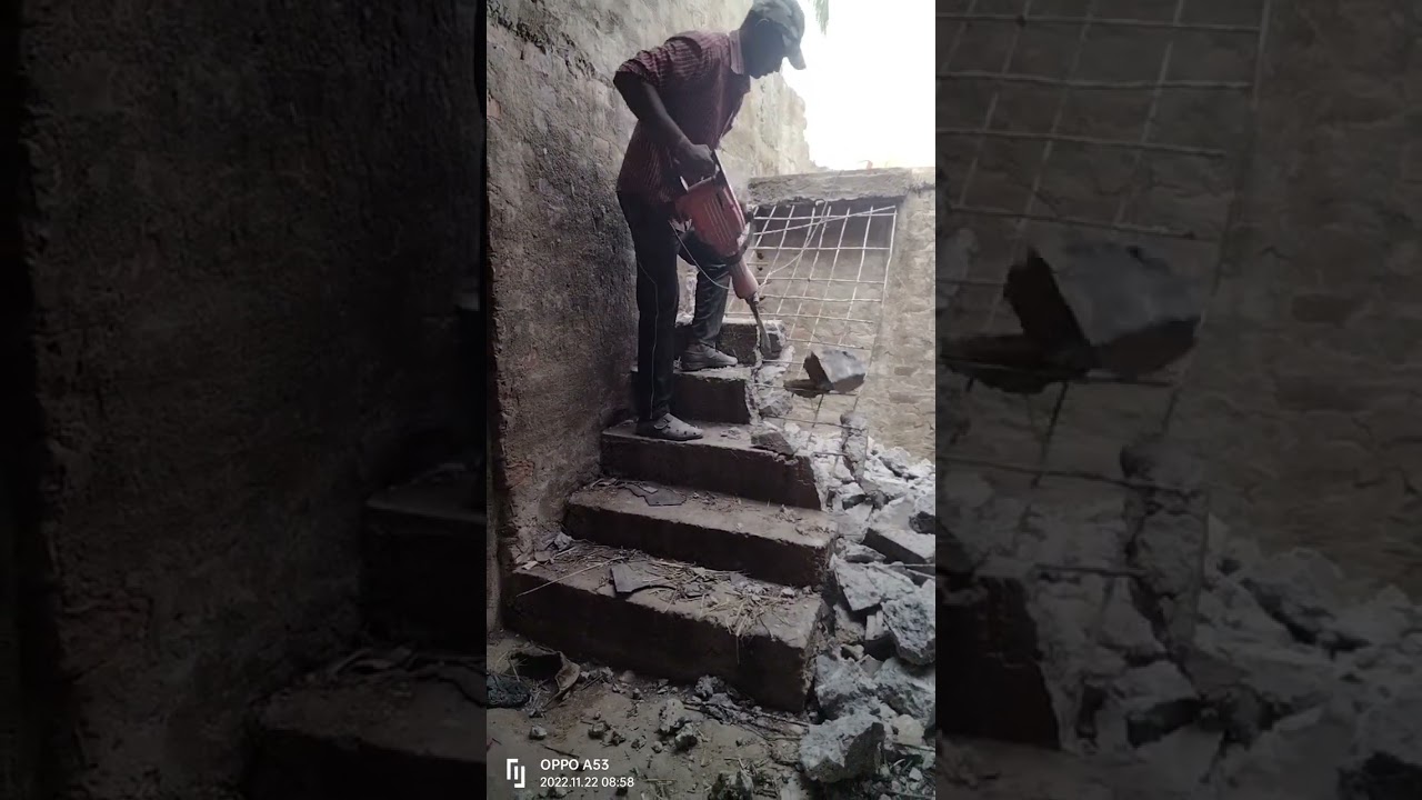stairs demolition breaker/ concrete slab cutting/16 kg demolition hammer. 