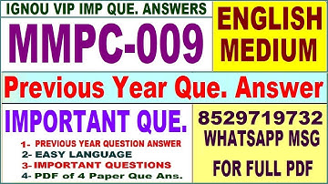 MMPC 009 Previous Year Question Paper in English | mmpc 009 important questions with answer