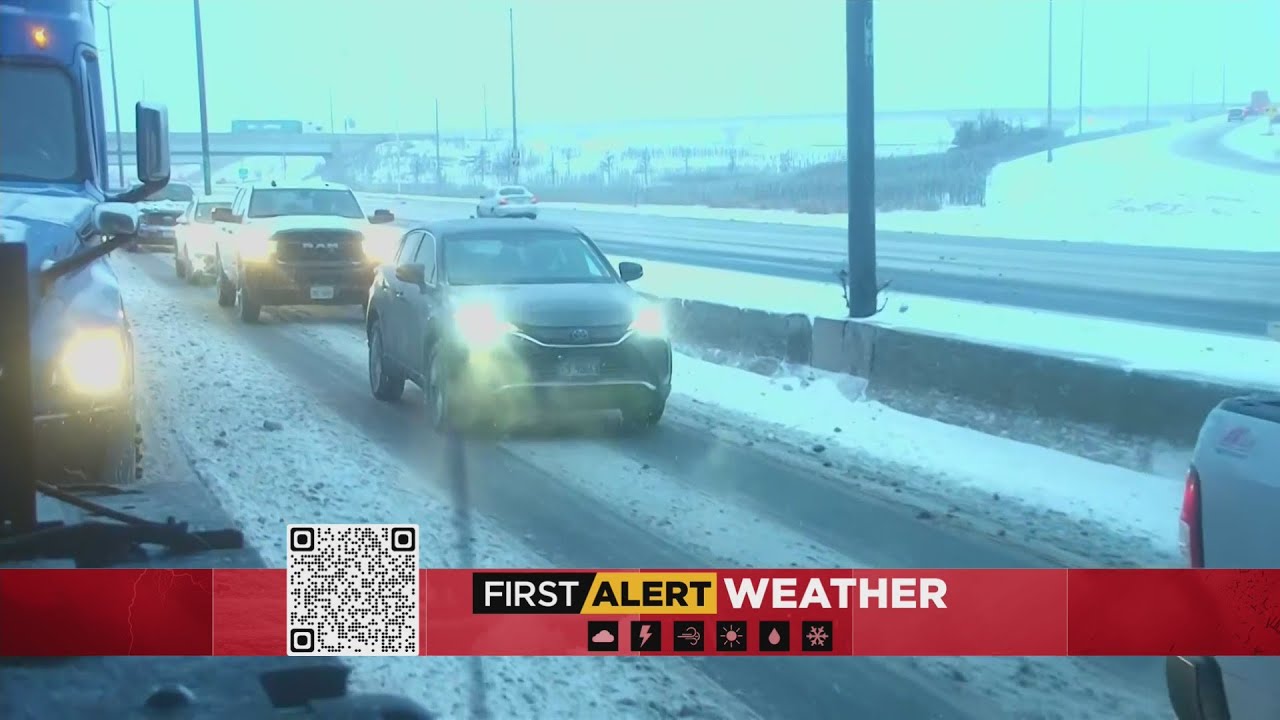 Slick Roads After Snow Fall Monday Morning - YouTube