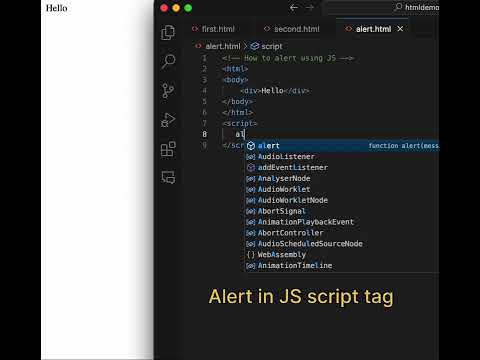 HTML Tricks | Alert function in JavaScript in Script tag #coding #javascript #html #alert #html5