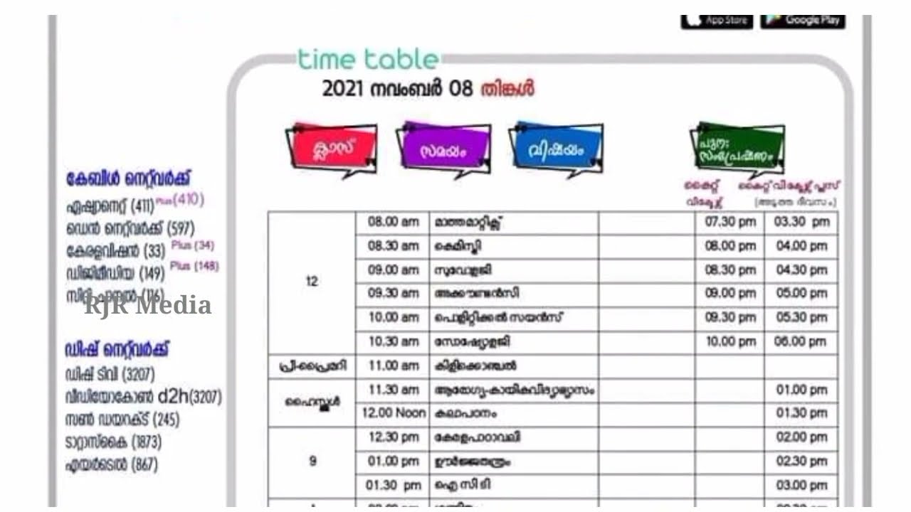 KITE VICTERS Timetable November 8 Monday