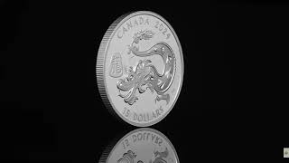 LUNAR Year of the DRAGON 2024 CANADA 1oz .9999 Pure Silver Proof $15 Coin