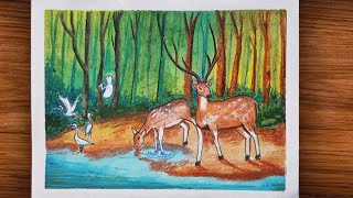 সুন্দরবনের দৃশ্য আকাঁ || Sundarban drawing ||  সুন্দরবনের দৃশ্য