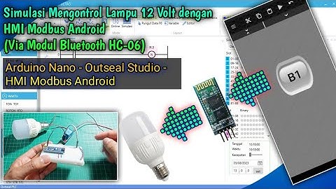 Mengontrol Lampu 12 V menggunakan HMI Modbus Android Via Modul Bluetooth HC-06