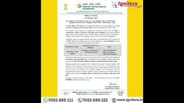 NTA released Answer Key of JEE Main Session-1(2023)& Answer key can be challenged by tomorrow7:50PM.