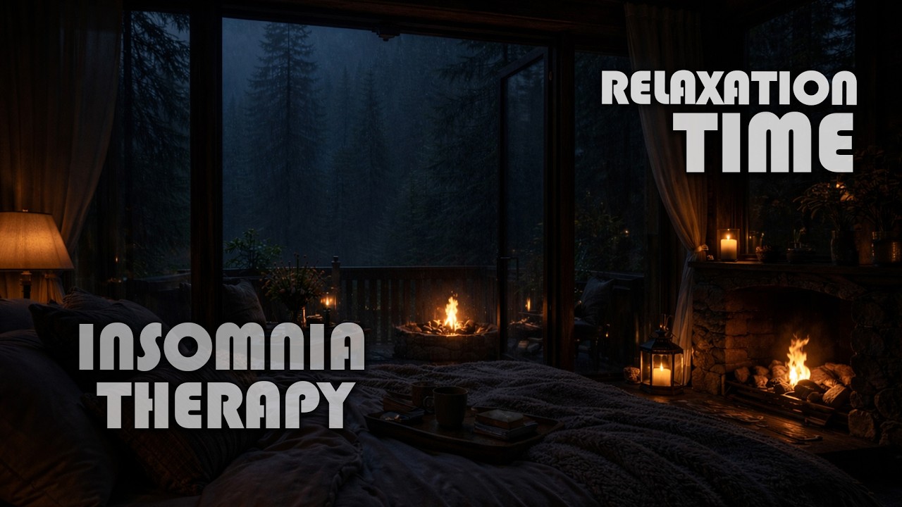 Heavy Rain in a Cozy Forest Villa Room 🌧️🔥 | Relaxing Fireplace & Night Ambience for Sleep