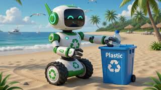 Robot sorts trash with kids