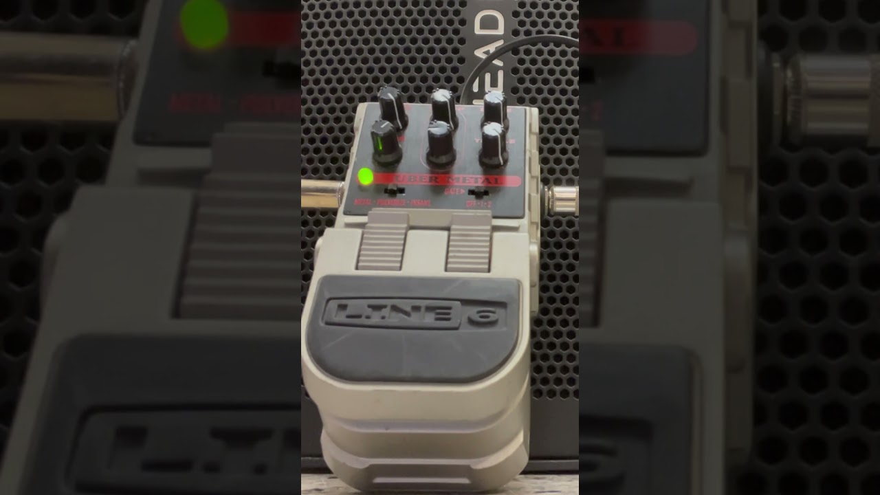 Line 6 Uber Metal high gain distortion pedal+Schecter Omen Elite-7 guitar Pulverize setting