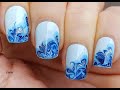 Aqua NAILS ~ Baby Blue NAIL ART With Dry Marble French Manicure ~ Spring/Summer 2022