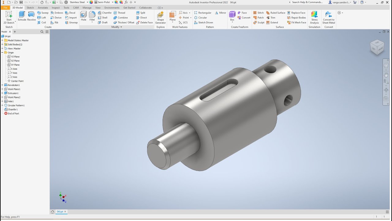 Autodesk Inventor Tutorial | Advanced #4 | Tengely modellezés - YouTube