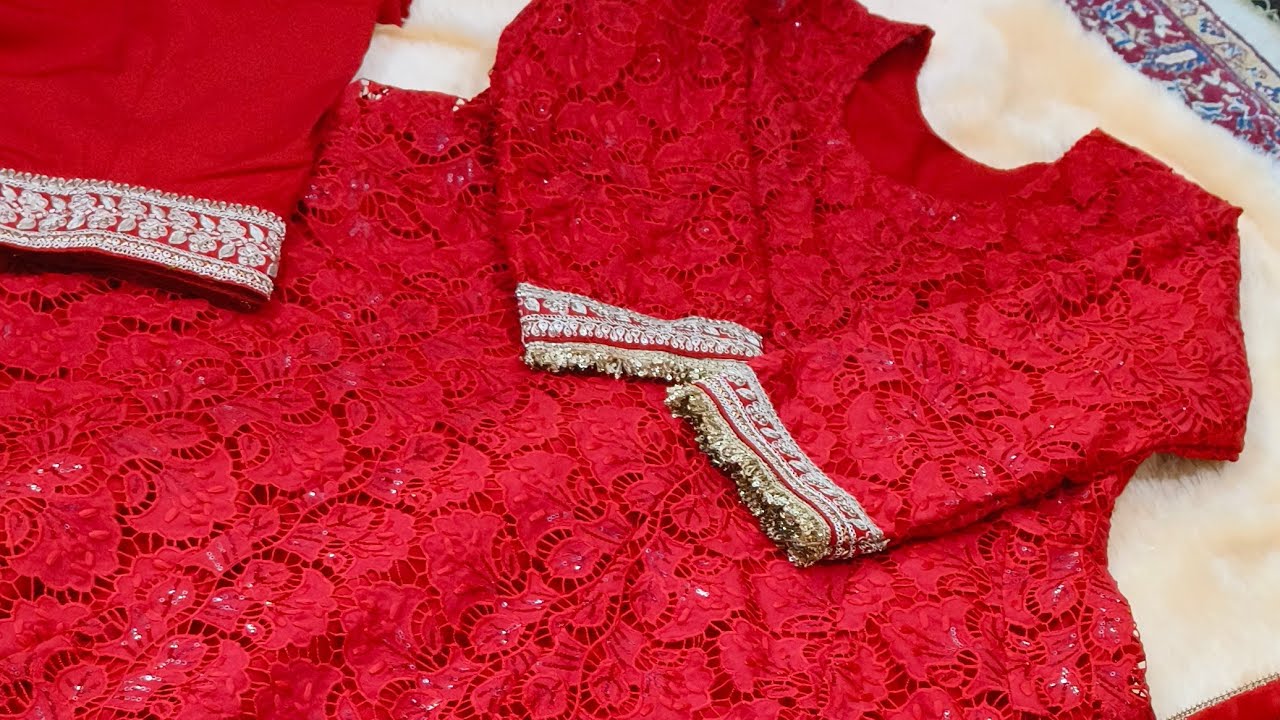 ✨ outfit from scratch || Eid special || Red Anarkali  || cutting and stitching || step by step 