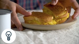 Wylie Dufresne’s Grilled Cheese with Soft-Scrambled Eggs | Genius Recipes screenshot 5