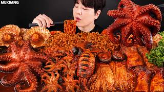 ASMR MUKBANG | Spicy Seafood Boil 🐙🦑 Mushrooms, Octopus, Squid, Scallop recipe EATING SOUND screenshot 1