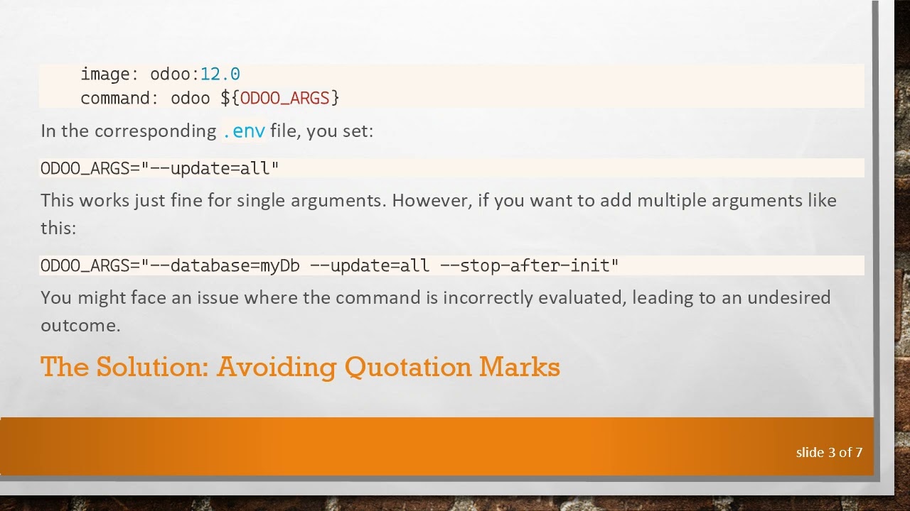 How to Pass Multiple Command Arguments in Docker-Compose Using .env Files