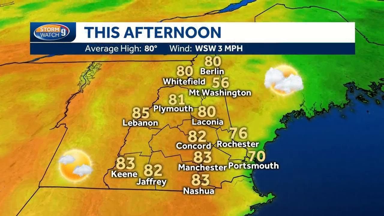 manchester united Highs in 80s for most; cooling sea breeze at coast