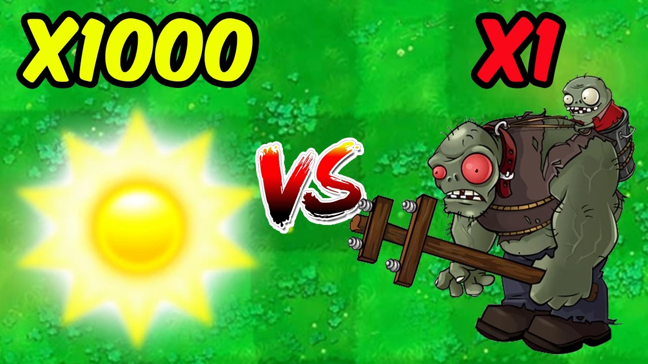 PVZ 1 Challenge - 1000 Sun Worth Of All Plants Vs Giga Gargantuar - PvZ Chaos