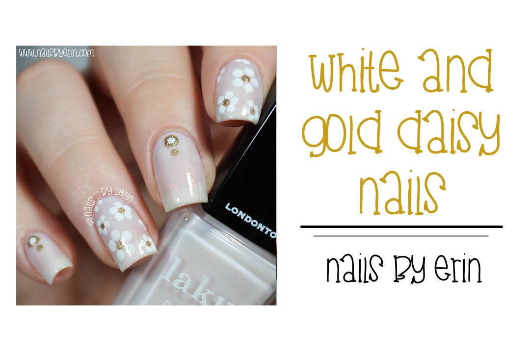 White and Gold Daisy Nails | NailsByErin | Daisy nails, Flower nail  designs, Flower nails