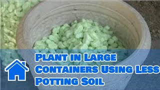 You can plant in large containers using less potting soil by filling out the extra space inside the containers with Styrofoam packing 