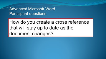 Microsoft Word - how to create cross references that stay up to date as the document changes length