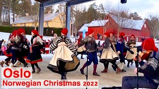 Oslo Christmas market Folk museum 🎄🇳🇴 Norwegian Christmas dance & music #osloelsa67