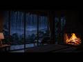Cozy Cabin Rain & Fireplace 🔥 | Heavy Rain Sounds for Deep Sleep (No Ads)