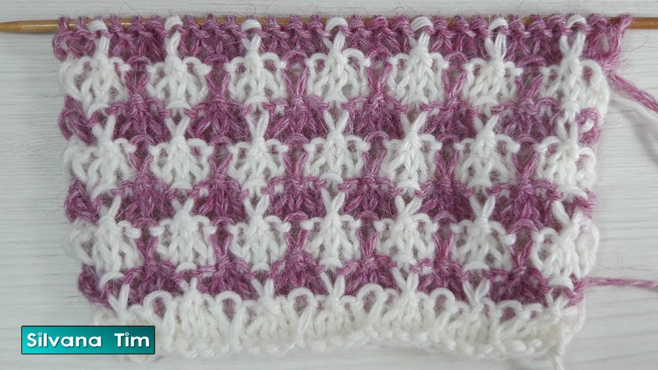 Como tejer Punto Jacquard de 2 colores paso a paso. Tejido a dos agujas № 800